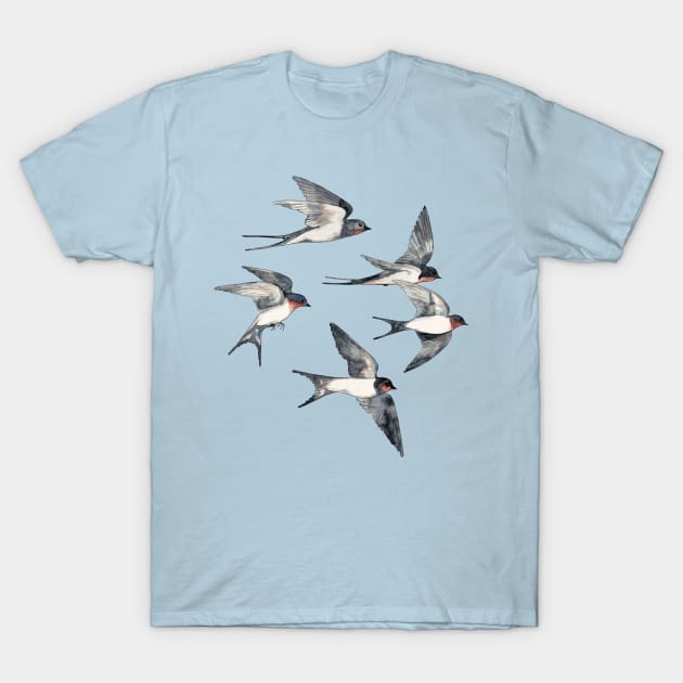 Blue Sky Swallow Flight T-Shirt by micklyn